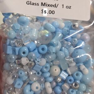 Mixed Blue and Clear Glass Beads